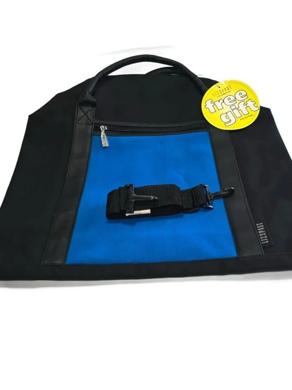 Liz Claiborne Black and Blue Travel Tote with Front Pocket